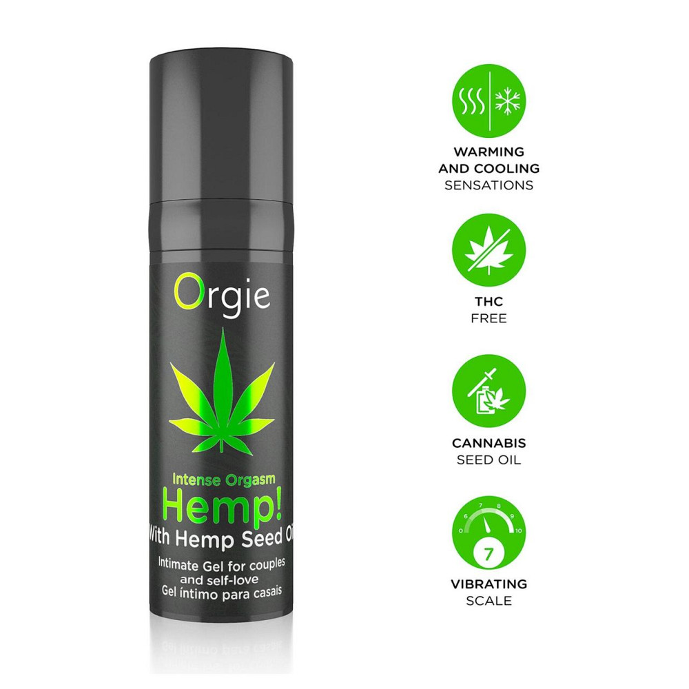 Збуджувальний гель для пар Orgie Hemp! Intense Orgasm, 15 мл, тепло-холод, ефект сильної вібрації Sex Aura Київ - фото 3