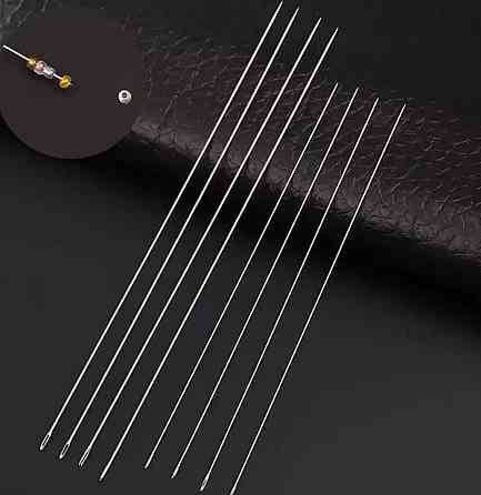 Голки для бісеру тонкі 0.45×120 мм, набір 10 шт, гнучкі металеві голки для рукоділля Київ