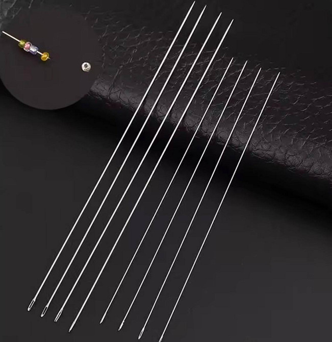 Иглы для бисера тонкие 0.45×120 мм, набор 10 шт, гибкие металлические иглы для рукоделия Киев - изображение 2