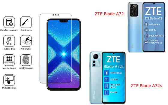 Захисне скло NeoGlass для ZTE Blade A72, Blade A72s – надпрозоре та стійке Київ