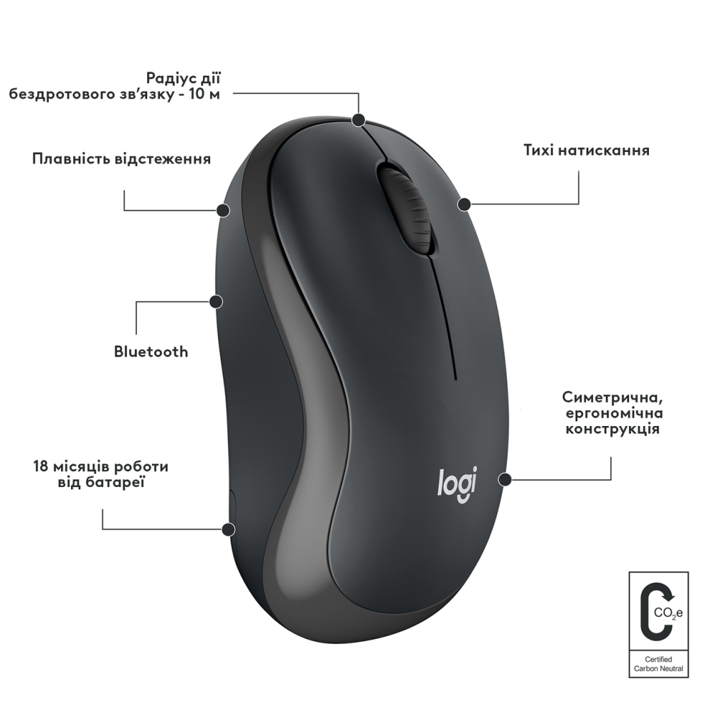 Миша Logitech M240 Silent Bluetooth Graphite (6878946) Киев - изображение 4