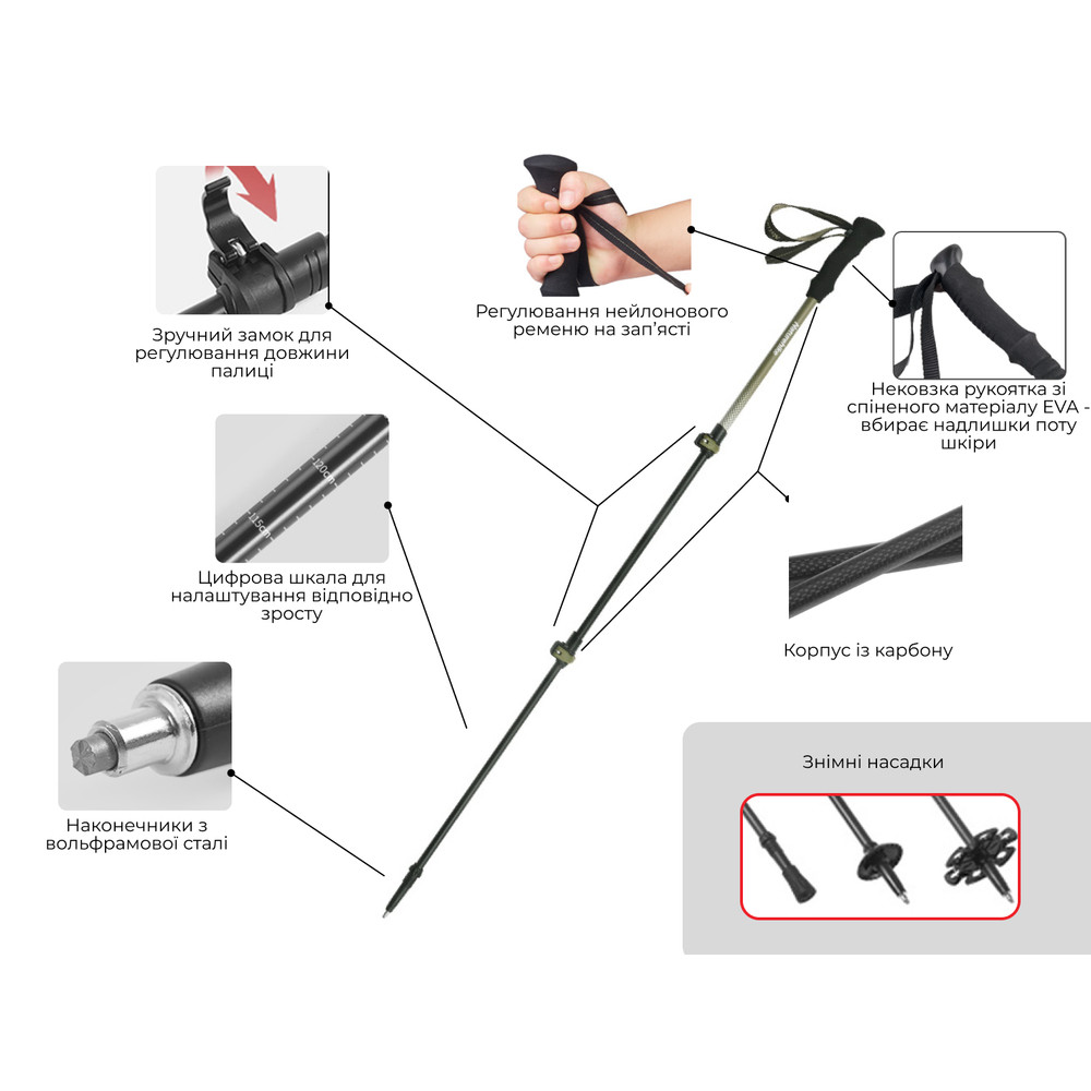 Трекінгова палиця Naturehike CNK2300DS010, 100 см, жовта Киев - изображение 8