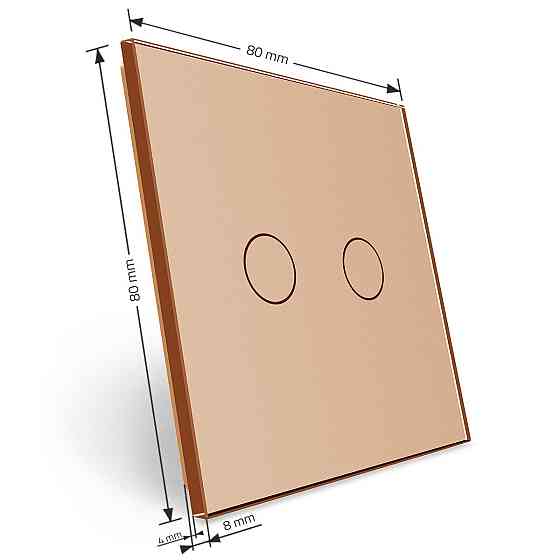Бездротовий розумний сенсорний вимикач 2 сенсори Livolo золотий скло (VL-XR008-A) Коломия