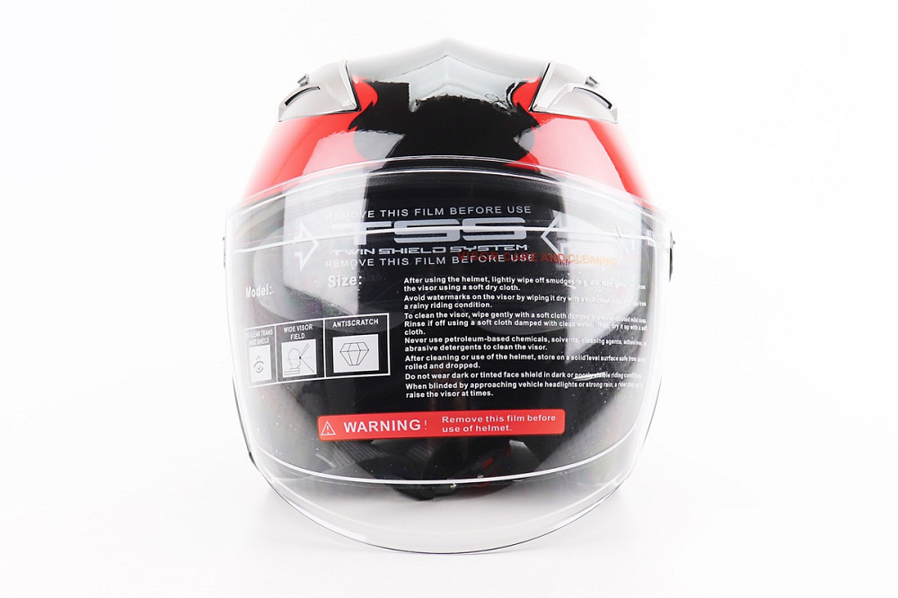 Шолом відкритий+відкидні окуляри BLD-708 М (57-58см), ЧОРНО-ЧЕРВОНИЙ "Raptor" Киев - изображение 4