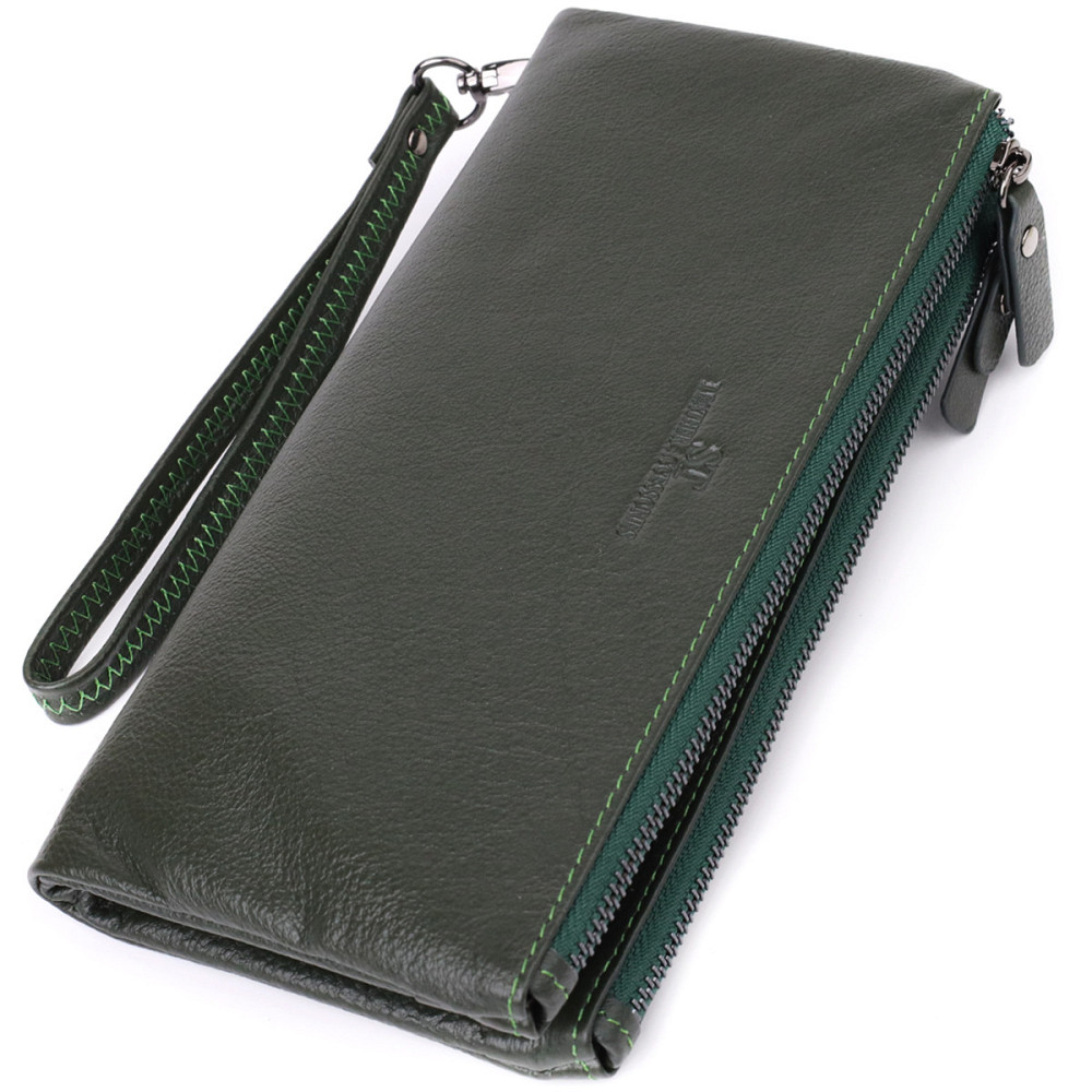 Красивий шкіряний гаманець на три відділення ST Leather 23110 Зелений Київ - фото 1