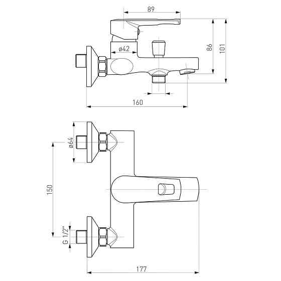 Змішувач для ванни VOLLE SOLAR cromо хром 1530.030101 Київ