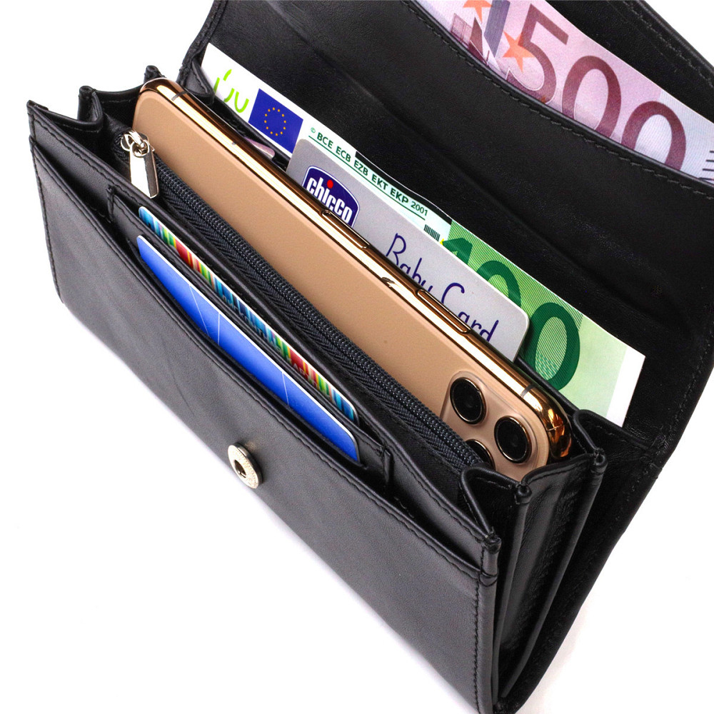 Шикарный женский кошелек с удобным функционалом кожаный CANPELLINI 21724 Черный Киев - изображение 5