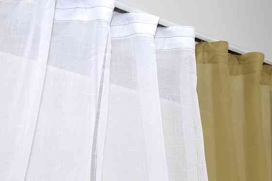 Кухонные шторки VR-Textil № 083к с подвязками кофейный с белым 270х170 см (52-0543) Киев