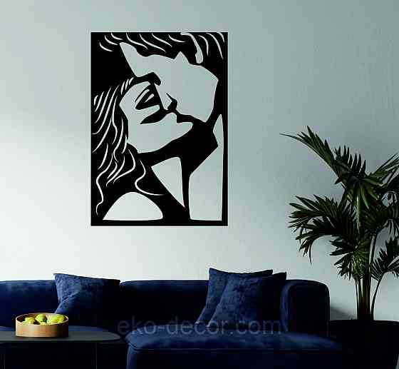 Декоративное настенное Панно «Поцелуй», Декор на стену 70*49 см, Черный Киев