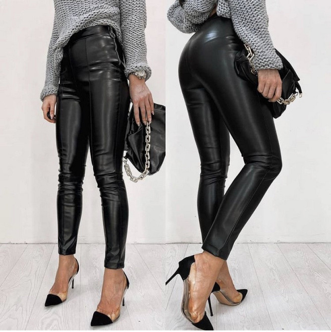 Утепленные трендовые кожаные легинсы на флисе Style 46 Киев - изображение 2