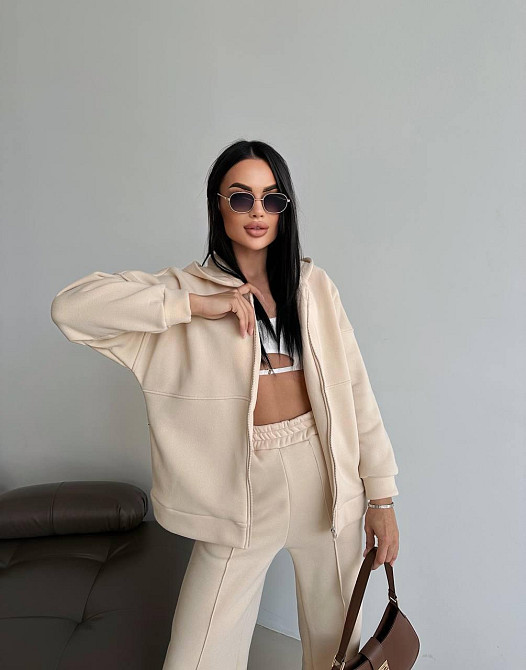 Жіночий теплий прогулянковий костюм двійка: брюки + зіп-худі тринитка на флісі Одеса - фото 14