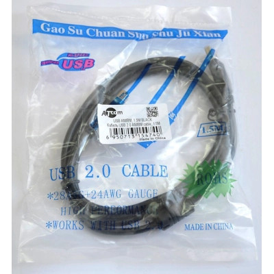 Кабель для принтера USB 2.0 AM/BM 1.5m ferite Atcom (5474) Вінниця - фото 2