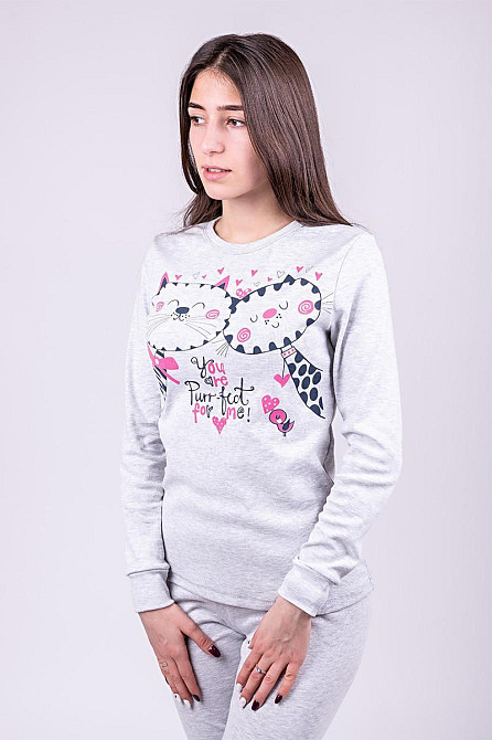 Домашний женский комплект (пижама), серый меланж Украина топ Крохатушка одяг Киев - изображение 1
