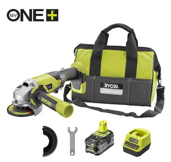 Шліфмашина кутова акумуляторна RYOBI, M18 M18 R18AG-140S, діаметр 115мм (ЗП+1 акум.x 4.0Aг, сумка) Одеса