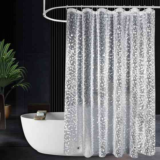 Шторка для ванной комнаты Bathlux 180 x 180 люкс качество с водоотталкивающим покрытием, Прозрачная с узором Каменец-Подольский