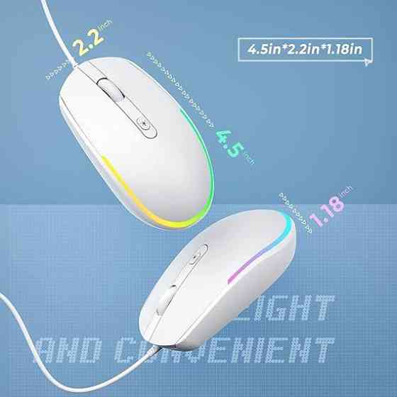 Дротова миша seenda - USB-комп'ютерна миша з RGB-підсвічуванням, оптична світлодіодна миша з підключеним USB-кабелем для ноутбуків Київ