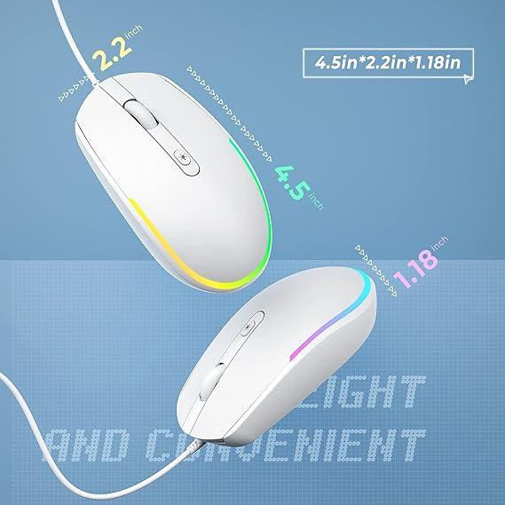 Дротова миша seenda - USB-комп'ютерна миша з RGB-підсвічуванням, оптична світлодіодна миша з підключеним USB-кабелем для ноутбуків Київ - фото 5