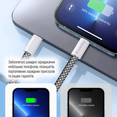 Дата кабель USB-C to USB-C 1.0m 60W 3.0А black ColorWay (CW-CBPDCC061-BK) Вінниця - фото 4