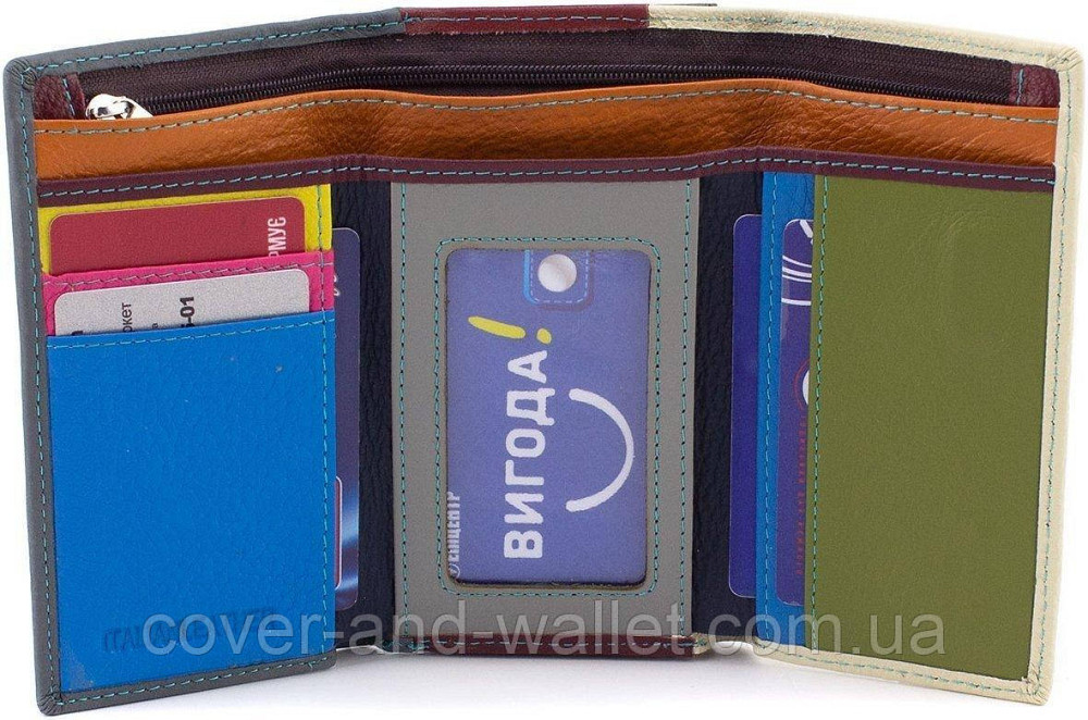 Пудровый женский кожаный кошелек на магнитах среднего размера Marco Coverna МС 1418 Фиолетовый Киев - изображение 4