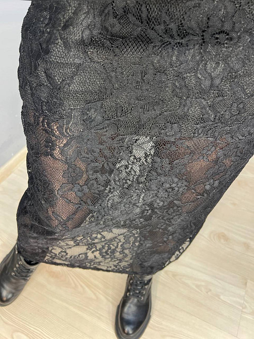 Спідниця жіноча Shiqi 9313 гіпюр прозора довга з підкладкою чорна, чорний, M Київ - фото 4