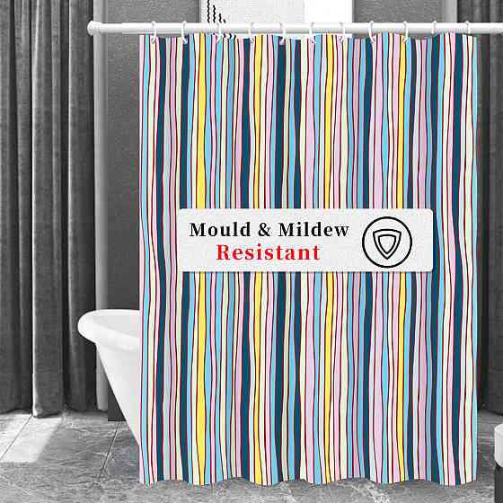 Шторка для ванны из полиэстера водонепроницаемая Bathlux 180x180 см с кольцами, занавеска для ванной комнаты Каменец-Подольский