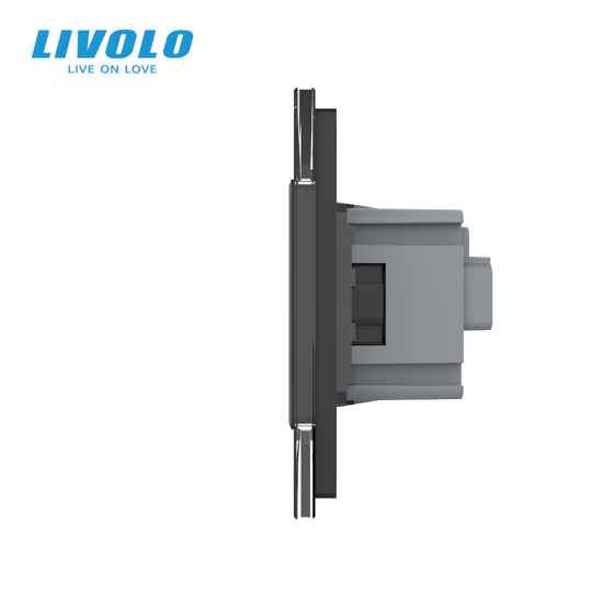 Сенсорний вимикач 1 сенсор 1 розетка Livolo чорний скло (VL-C701/C7C1EU-12) Коломыя
