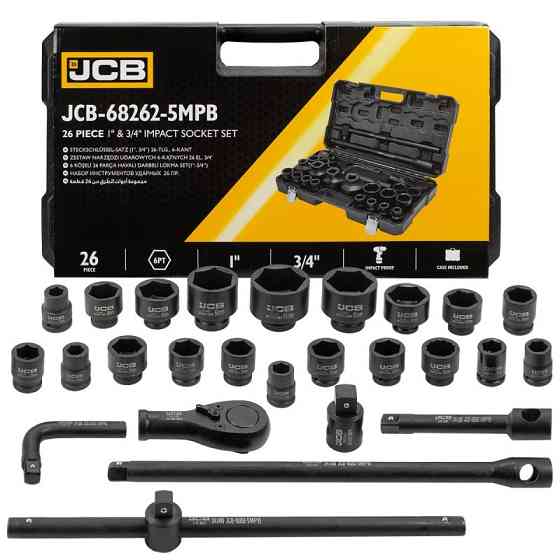 Набір інструментів ударних 26 пр. 3/4", 1" (6гр.) JCB Tools JCB-68262-5MPB Одеса
