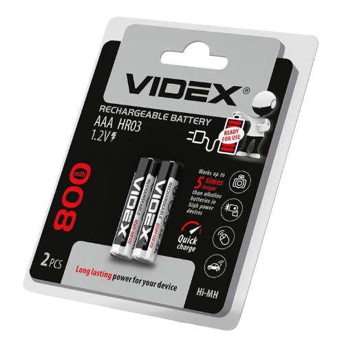 Акумулятор AAA/HR03 800mAh (бл-2шт) Videx Житомир