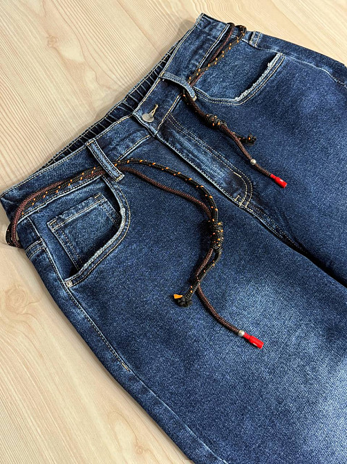 Джинси жіночі Ladyn 845 MOM skater талія на резинці батал великі розміри сині, синій, З2, 32, 90 см, 118 см Київ - фото 15