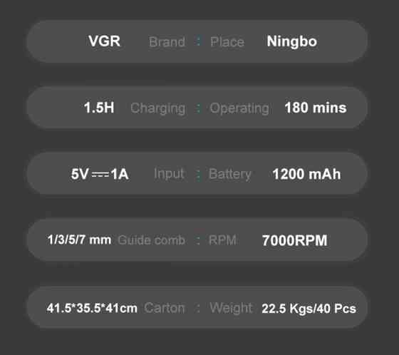 Триммер для бороды VGR V-296 LCD 1200мАч (4 насадки) Винница