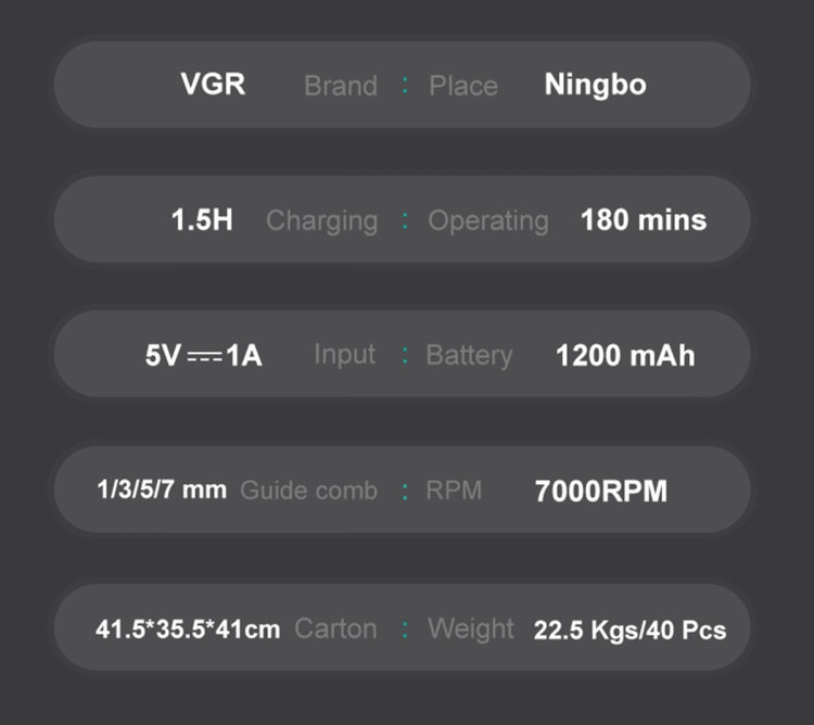 Триммер для бороды VGR V-296 LCD 1200мАч (4 насадки) Винница - изображение 6