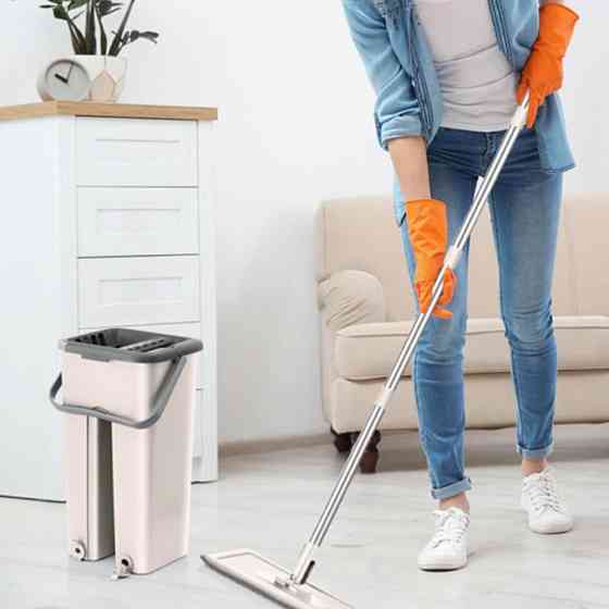 Швабра лентяйка с отжимом 3,5л + 2 наасадки, Scratch Cleaning Mop / Комплект швабра с ведром / Самоотжимающая швабра Киев