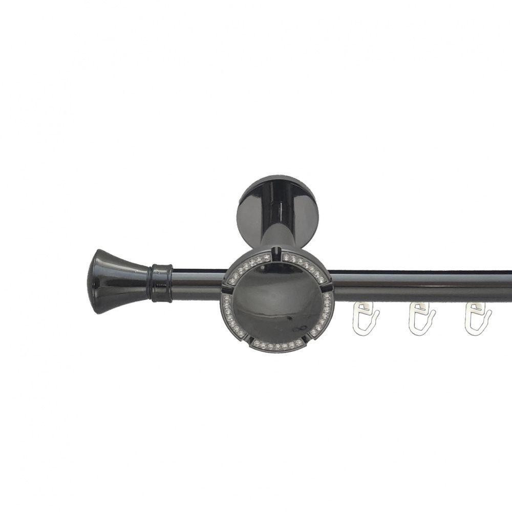 Карниз Orvit Люксор металевий однорядний розета реверс фламо профільна труба  Онікс 19 мм 160 см (6678863) Львів - фото 1