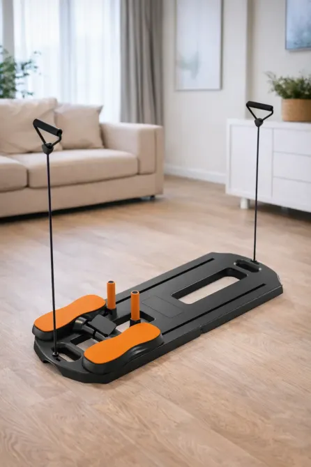 Тренажер напольныйдля пилатеса MM3000 для пресса и ног, с резинками Чёрный Коломия - фото 1