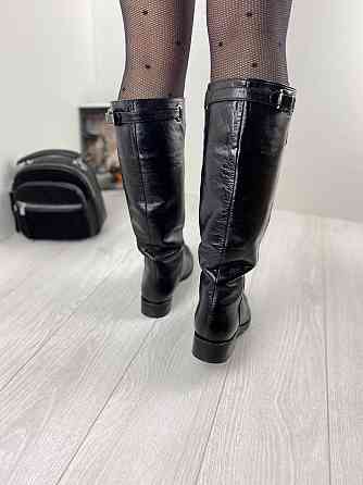 Olli Чоботи жіночі OLLI чорні натуральна шкіра высота 38см обхват 36-37см (C-5-2510) Коломыя