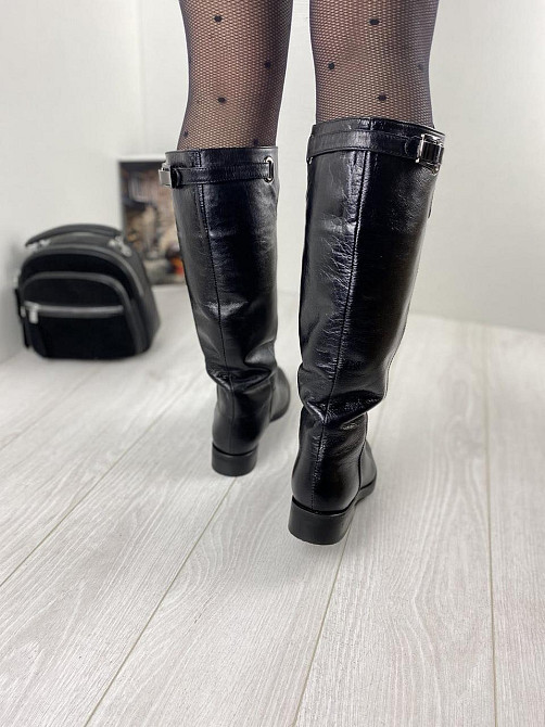 Olli Чоботи жіночі OLLI чорні натуральна шкіра высота 38см обхват 36-37см (C-5-2510) Коломыя - изображение 2