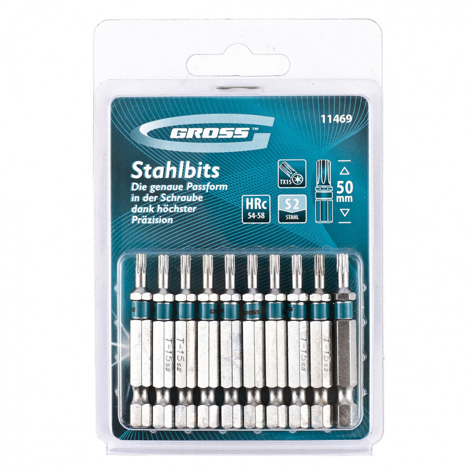 Набір біт TORX 15х50, сталь S2, 10 шт GROSS Полтава - фото 1