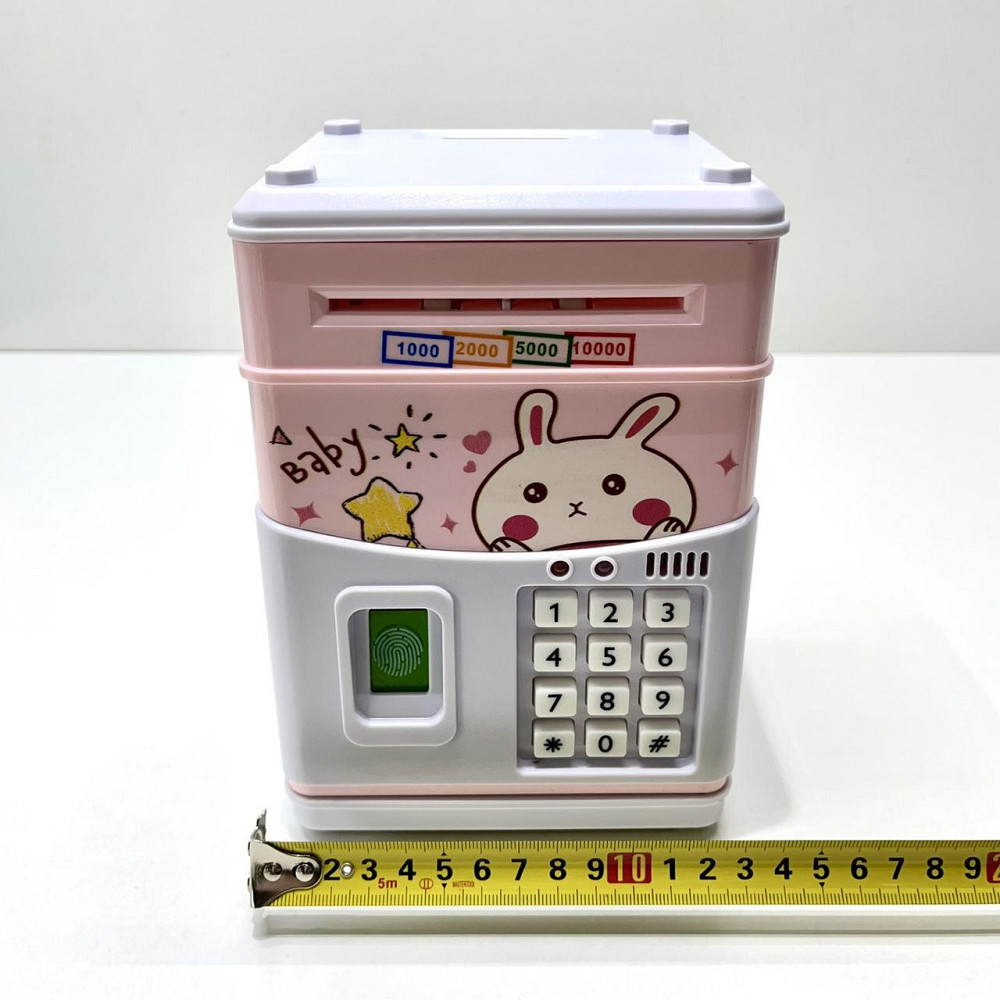 Сейф-скарбничка Банківський термінал з кодовим замком відбиток затягує купюри звук підсвічування від аккамулятора Рожевий Вид2 Чернігів - фото 7