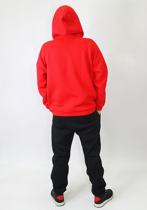 Чоловічий спортивний теплий костюм на флісі Червоно-чорний 46 Харків - фото 7