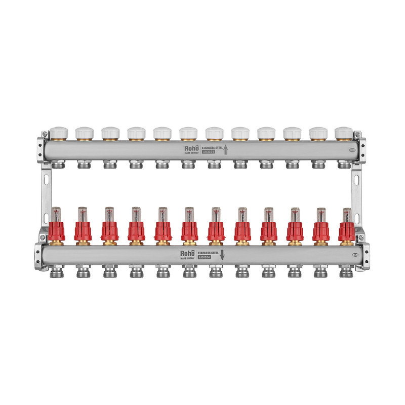 Коллектор с расходомером и термостатическими клапанами Roho R804-12M - 1