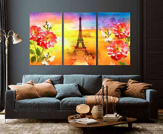 Модульная картина в гостиную / спальню  Париж  ART-233_3A 100х150 см Киев