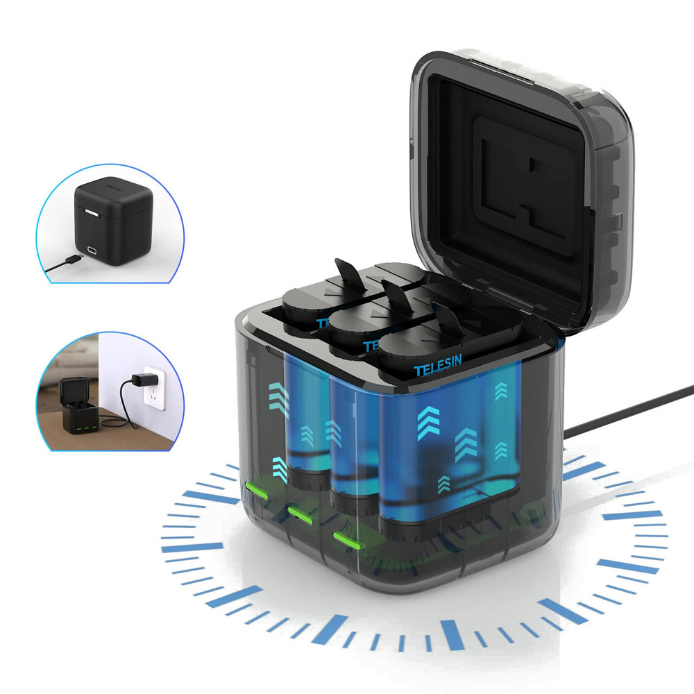 Зарядка та 2 акумулятори GoPro 12/11/10/9 1750mAh Telesin S0-BCG-04-TGP Київ - фото 6