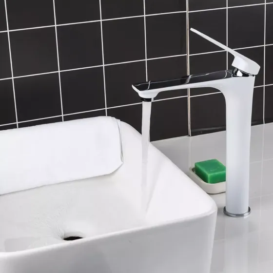 Змішувач для раковини високий Frap F1052-54 білий/хром Київ