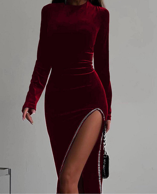 Жіноче привабливе романтичне плаття оксамит (Туреччина) Бордо, 42/44 Одеса - фото 2