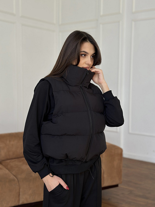 Жилетка черная женская укороченная Черный 42/44 Харьков - изображение 2