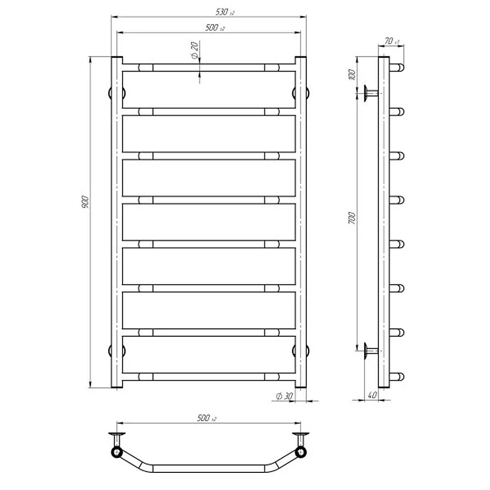 Рушникосушарка UNIO LS ЕU 900-500-8  Драбинка Скоба електро Тернопіль - фото 5