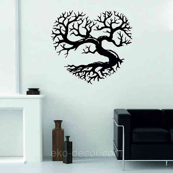 Декоративное настенное Панно «Дерево сердце» Декор на стену 70*63 см., Черный Киев