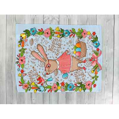 Рушник Руно вафельний набивний Великдень блакитний 45х60 см (205.15_Великдень блакитний_1) Вінниця