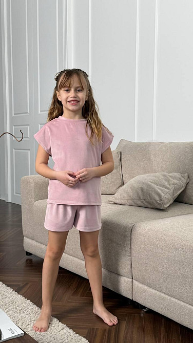 Детская пижама из плюш-велюра Пудра 134-140 Харьков - изображение 1