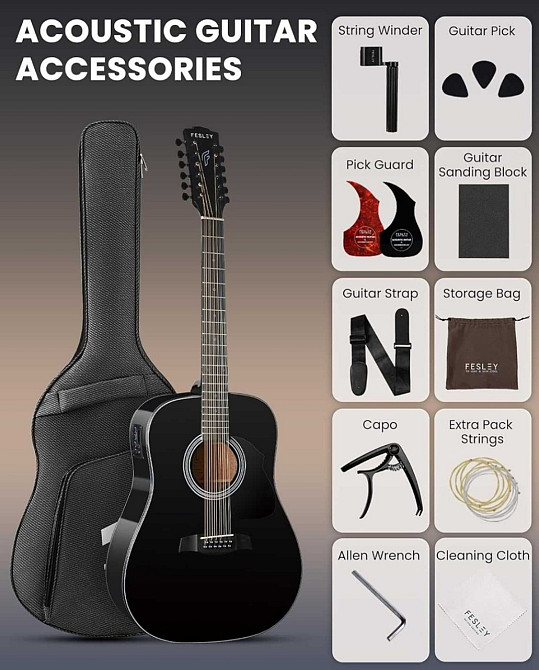 Гітара електро-акустична 12-тиструнна Fesley FDET280 (комплект) Харків - фото 1